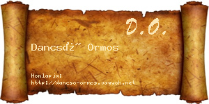 Dancsó Ormos névjegykártya
